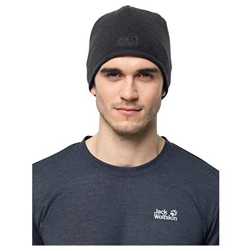 Jack Wolfskin stormlock logo knit cap, berretto unisex-adulto, nero, m