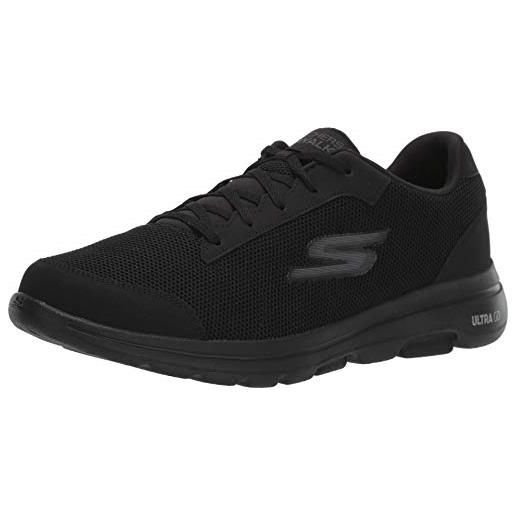 Skechers gowalk 5 qualify - scarpe da passeggio atletiche in rete con lacci, uomo, carbone tessile sintetico nero trim, 47.5 eu x-larga