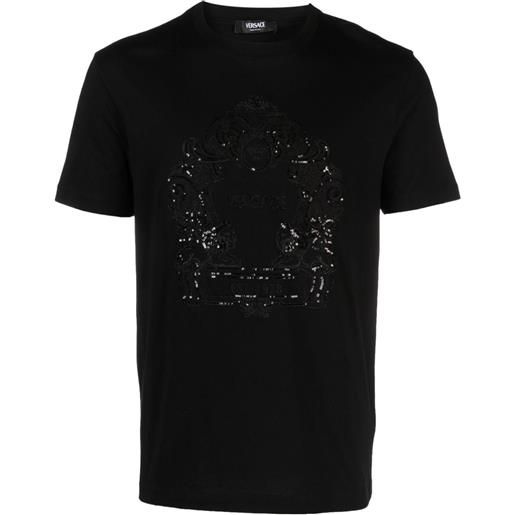 Versace t-shirt con decorazione cartouche - nero