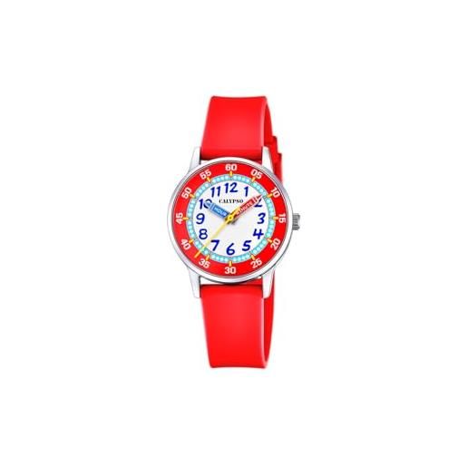 Calypso orologio bambini k5826/4 digitana cassa di acciaio inossidabile 316l silver cinturino in gomma rosso