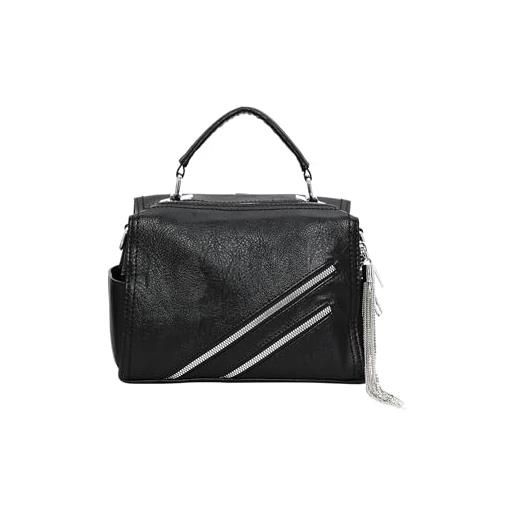 NAEMI borsa da donna con nappa, zaino multifunzione diamantato, nero, nero, taglia unica, fashion
