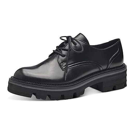 MARCO TOZZI scarpe stringate donna in pelle sintetica zeppa, black/khaki, 40 eu