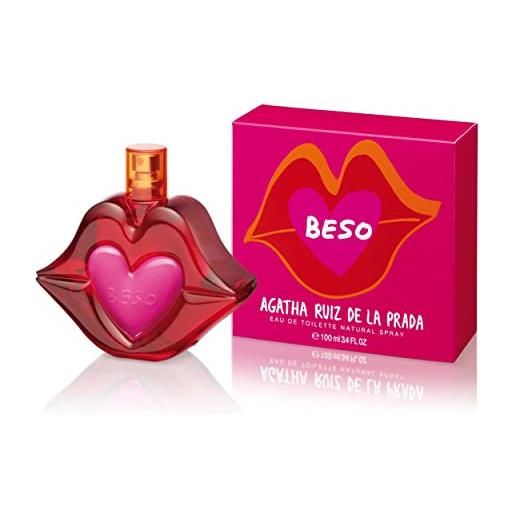 Agatha Ruiz de la Prada perfumes - beso, eau de toilette spray per donne con agrumi fresco, fiori bianche, mela e gelsomino - 100 ml