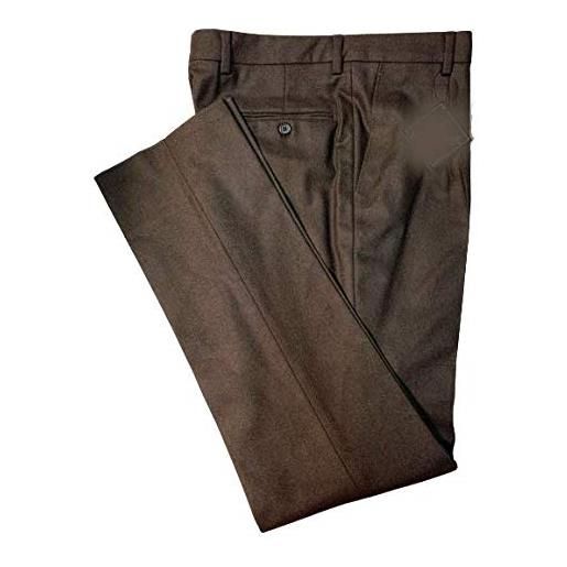 IMMAGINE pantalone uomo classico misto lana con pence colore marrone (48)