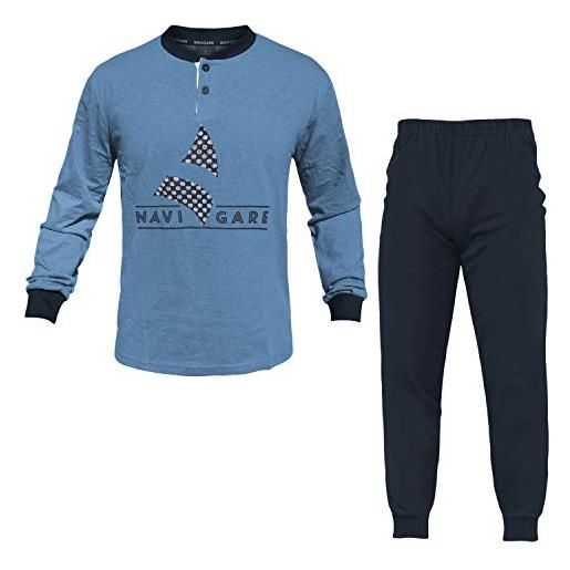 PLANETEX pigiama uomo navigare cotone jersey 2 colori serafino art. 140980 (bluette melange - l / 50)
