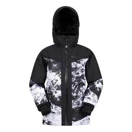 Mountain Warehouse giacca da sci hymalayan, impermeabile, da bambino - giacca traspirante, cappuccio removibile, ghetta antineve integrata - snowboard, invernale nero jet 7-8 anni