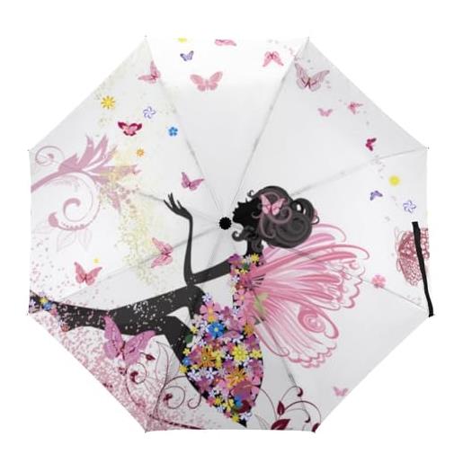 ORENZ ombrello automatico farfalla ragazza rosa ombrelli pieghevoli ombrelli leggeri antivento ombrello portatile da viaggio