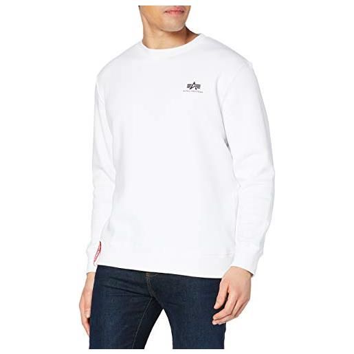 Alpha industries basic sweater felpa con logo piccolo da uomo maglione, white, xl