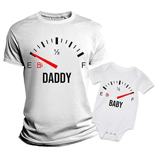 Overthetee coppia t-shirt e body neonato festa del papà divertente padre figlio daddy & baby tachimetro idea regalo maglietta papà