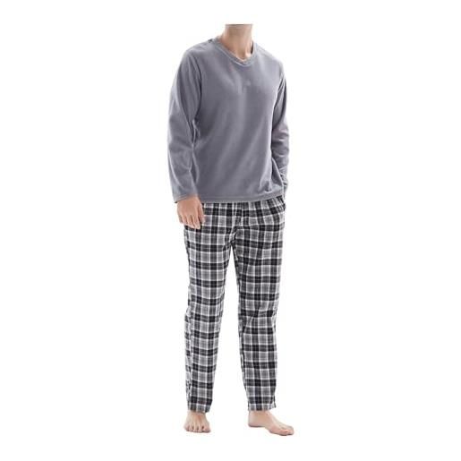 SaneShoppe set pigiama a maniche lunghe da uomo regalo per gli uomini| pigiama di cotone| top in pile termico (xl, grigio)