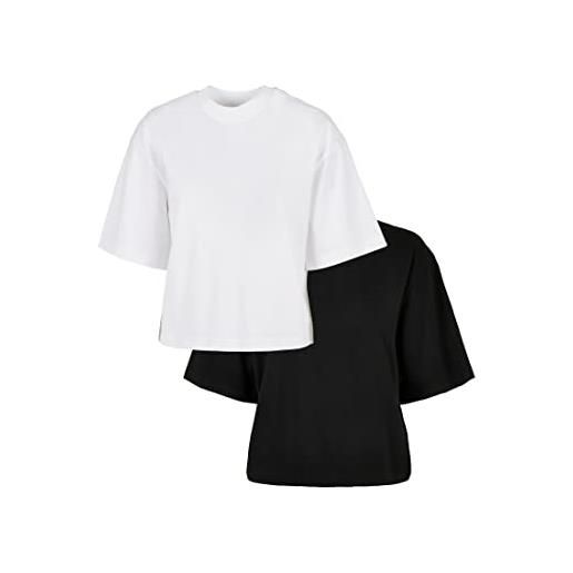 Urban Classics ladies organic oversized tee 2-pack t-shirt, bianco e nero, l (pacco da 2) donna