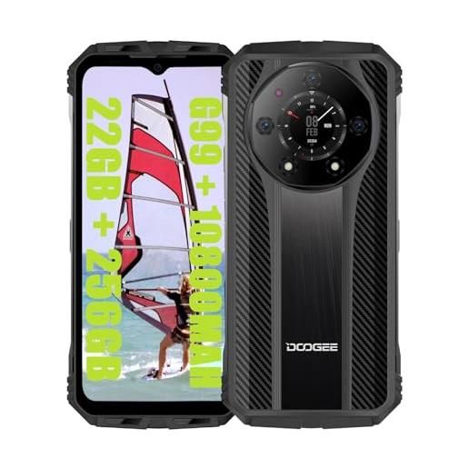 DOOGEE s110 4g smartphone (2023), 10800mah /66w batteria, helio g99 22gb + 256gb, 6.58' fhd+, 50mp ai fotocamera (24mp visione notturna)+ 16mp + 32mp, android 13, watch back nero