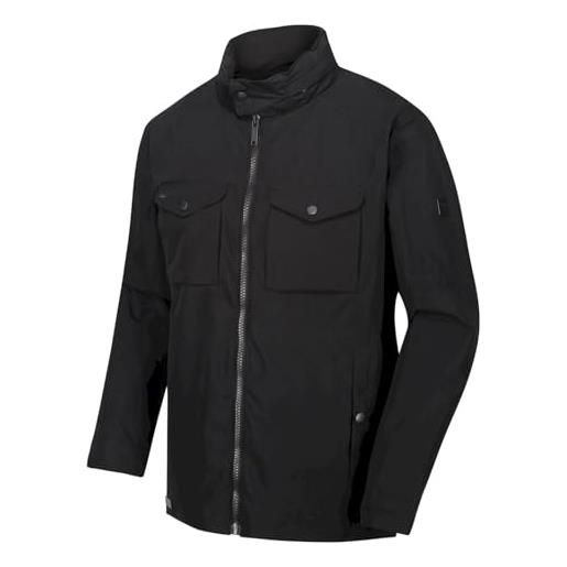 Regatta haldor' giacca foderata impermeabile traspirante cuciture nastrate con cappuccio ripiegabile, jackets waterproof shell uomo, black, xxxl