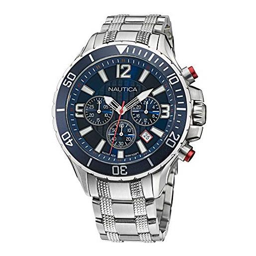 Nautica men's quartz stainless steel strap, silver, 22 casual watch (model: napnss123)