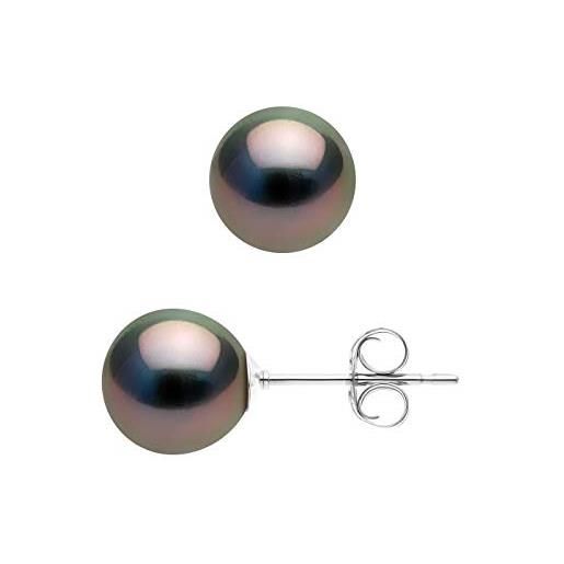 PEARLS & COLORS NATURAL FINE PEARLS pearls & colors - orecchini vere perle di coltura di tahiti rotonde 8.5-9 mm - qualità a+ - disponibile in oro giallo e oro bianco - gioiello da donna