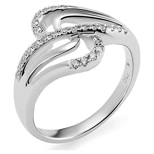 Orphelia finering - anello, con diamante, oro bianco, misura 58 (18.5)