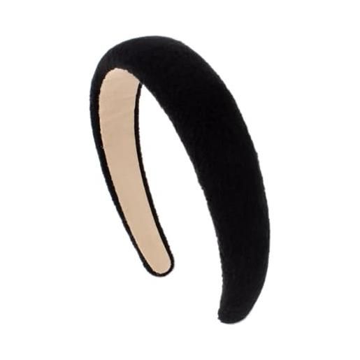 Righe e Pois - cerchietto per capelli bombato in pile - 3 cm - hairband - confezione da 1 cerchietto (nero)