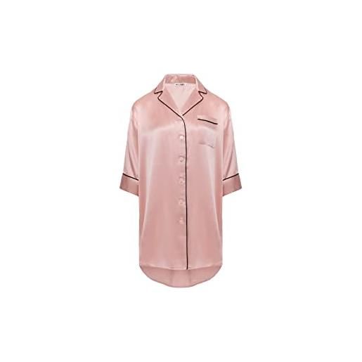 MCCAMEY camicia da notte da notte rosa da donna, 100% seta, sleepshirt, xl