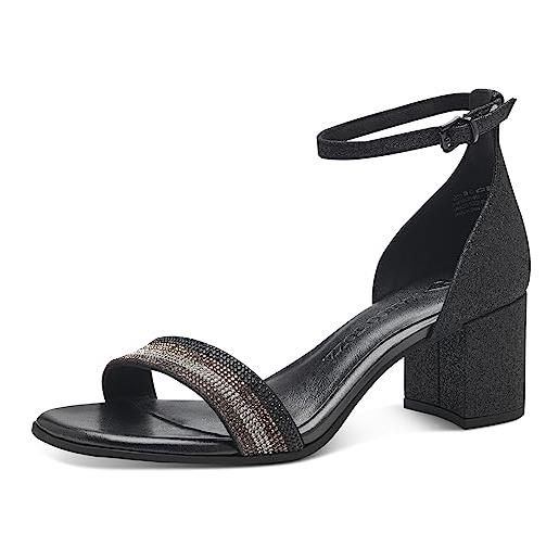 MARCO TOZZI sandali donna con tacco con cinturini glitterati, black glitter, 42 eu