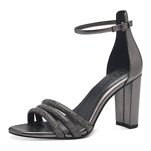 MARCO TOZZI sandali donna con tacco con cinturini glitterati, pewter comb, 41 eu