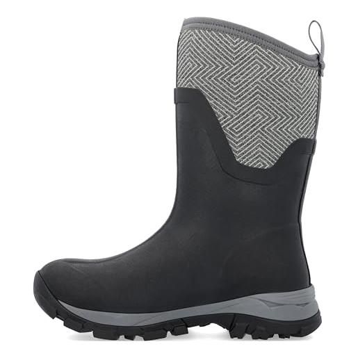 Muck Boots arctic ice mid agat, stivali in gomma donna, nero grigio geometrico, 37 eu