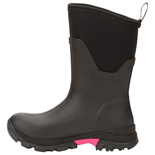 Muck Boots arctic ice mid agat, stivali in gomma donna, nero rosa acceso, 38.5 eu