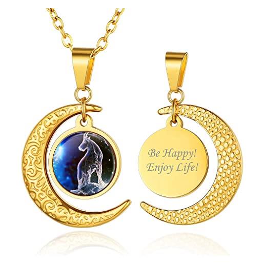 Custom4U collana dodici costellazioni fluorescente sole luna oroscopo astrologia zodiaco acciaio inossidabile 316l con nomi personalizzati regalo di compleanno per donne foto personalizzata