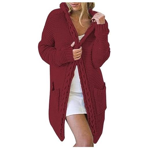 DUHGBNE cardigan lungo da donna casual aperto sul davanti, cardigan da donna, taglie forti, tinta unita, per autunno inverno primavera, rd2. , xxl