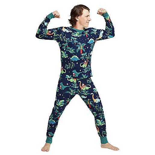 TSWRK - pigiama, motivo dinosauro, con stampe, biancheria da notte, per donne, uomini, bambini e animali domestici, da uomo. , xxl/3xl