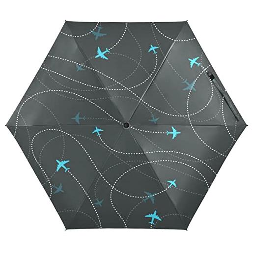KAAVIYO aereo blu nero ombrello pieghevole portatile protezione uv piccolo leggero ombrelli per viaggi spiaggia donne bambini ragazze