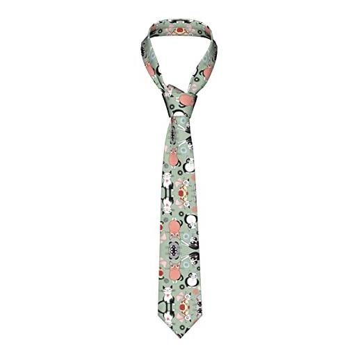 MQGMZ cravatte da uomo felice camper stampa cravatte lunghe classico mens formale affari cravatte per la festa di, bella cartone animato, taglia unica
