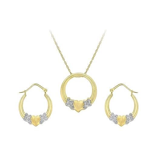 Carissima Gold - set collana con pendente con orecchini da donna in oro bicolore 9k