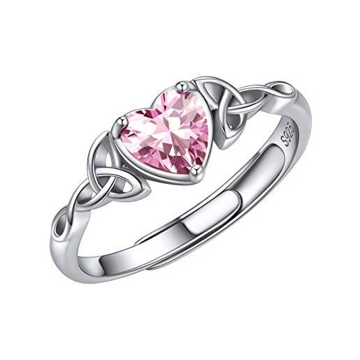 ChicSilver anelli donna argento 925 regolabili con opale pietra portafortuna ottobre anelli argento regolabili con pietra cuore anello pietra rosa donna con confezione regalo