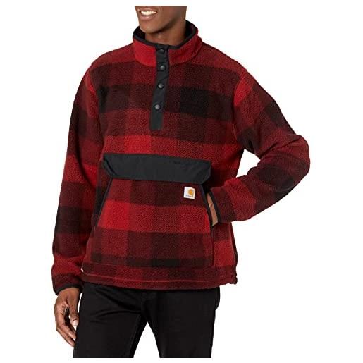 Carhartt men's relaxed fit fleece pullover sweater maglione, uomo rosso (oxblood plaid), l