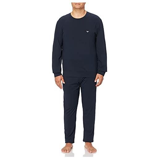Emporio Armani underwear sweater+pants with cuffs pyjamas basic loungewear, set pigiama, uomo, blu (marine), xxl
