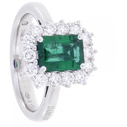 Damiani anello gemme in oro bianco con diamanti e smeraldo