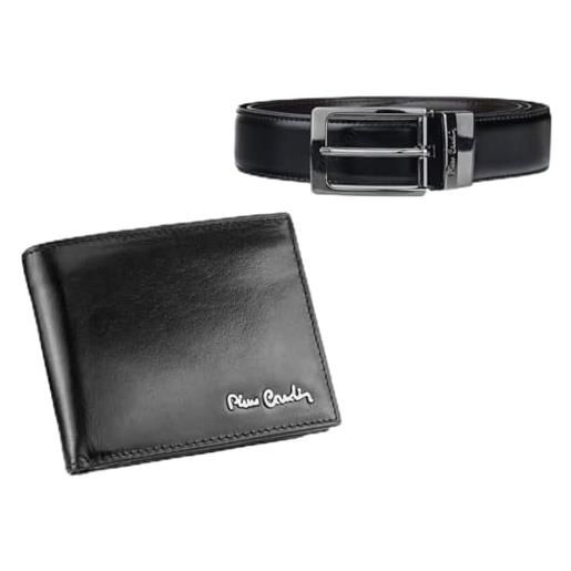 Pierre Cardin confezione regalo set di cintura e portafoglio in vera pelle (nero 8808, 130)
