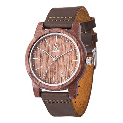 LeeEv orologi in legno uwood serie 40 mm unisex handmade cinturino in pelle di vacchetta cinturino in legno con confezione regalo