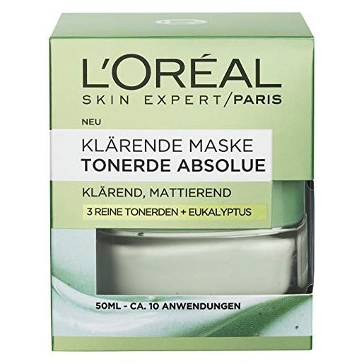 L'Oréal Paris maschera per il viso argilla pura, purificante, confezione da 1 x 50 ml