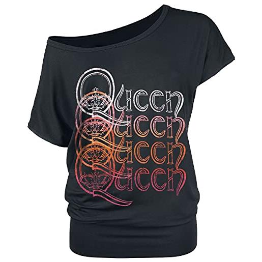 Queen repeat logo donna t-shirt nero s 95% viscosa, 5% elasthane largo