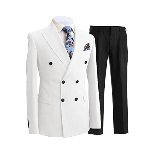 Lacoac uomo giacca colorata con pantaloni neri abito in due pezzi risvolto a lancia bottoni doppiopetto smoking da sposa