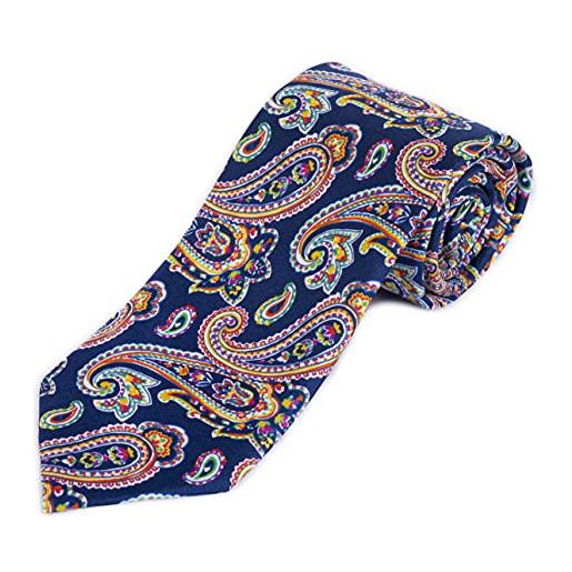 SansPlomb cravatta in seta di alta qualità, stampata con un disegno paisley - 100% made in italy (navy)