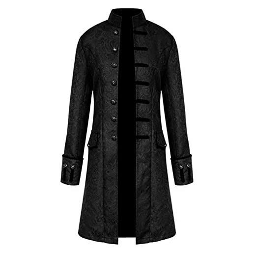 JokeLomple steampunk giacca uomo - cappotto lungo dark medievale stile vintage slim fit lunghezza media cardigan trench uomo lungo per halloween feste natale