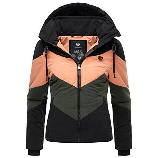 Ragwear novva block - giacca invernale da donna con cappuccio, taglia xs-xxl, black22, xl