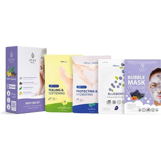 STAY WELL masks combo: climate neutral + bubble + hand + foot masks 4 pz