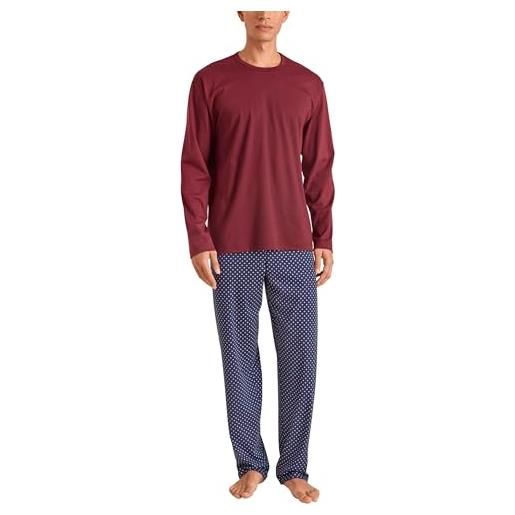 Calida relax streamline set di pigiama, opaco, mars red, 50 uomo
