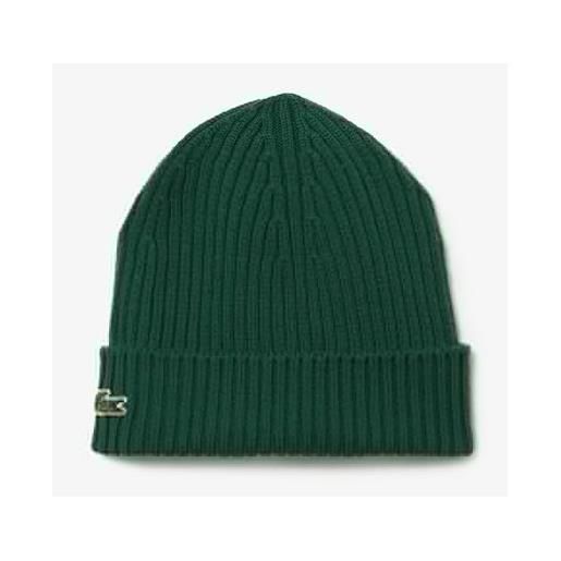 Lacoste berretto costina risvolto lana 100% verde