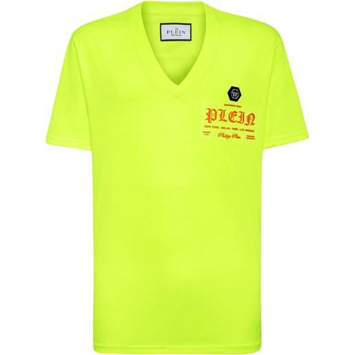 Philipp Plein t-shirt con scollo a v - giallo