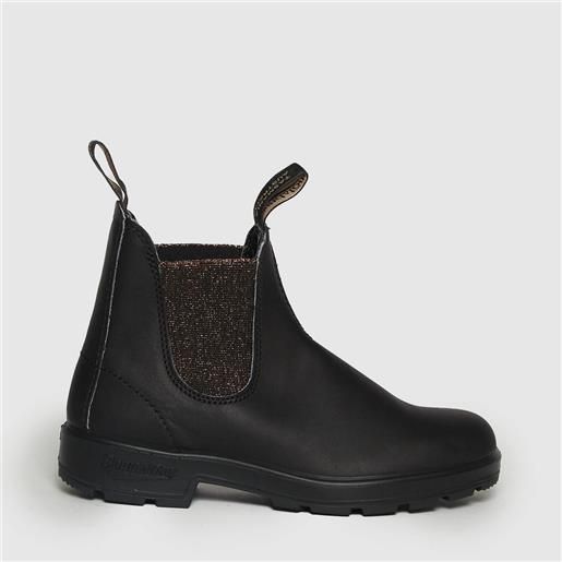 Blundstone chelsea boot 1924 in pelle nera elastico glitter bronzo