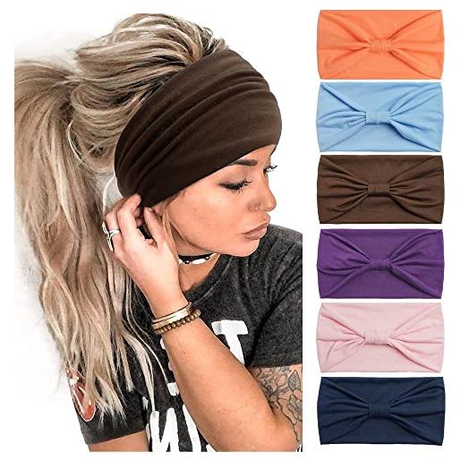 AIZIYIN fascia boho per donne sciarpe elastiche morbide per la testa fascia per capelli bandane avvolgenti per donne cerchietti per capelli yoga sport (p6color2)